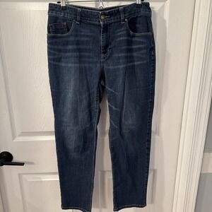 Chico's The Platinum‎ Ankle  Jeans Women 1.5 Blue Denim Stretch Whiskers 34x27